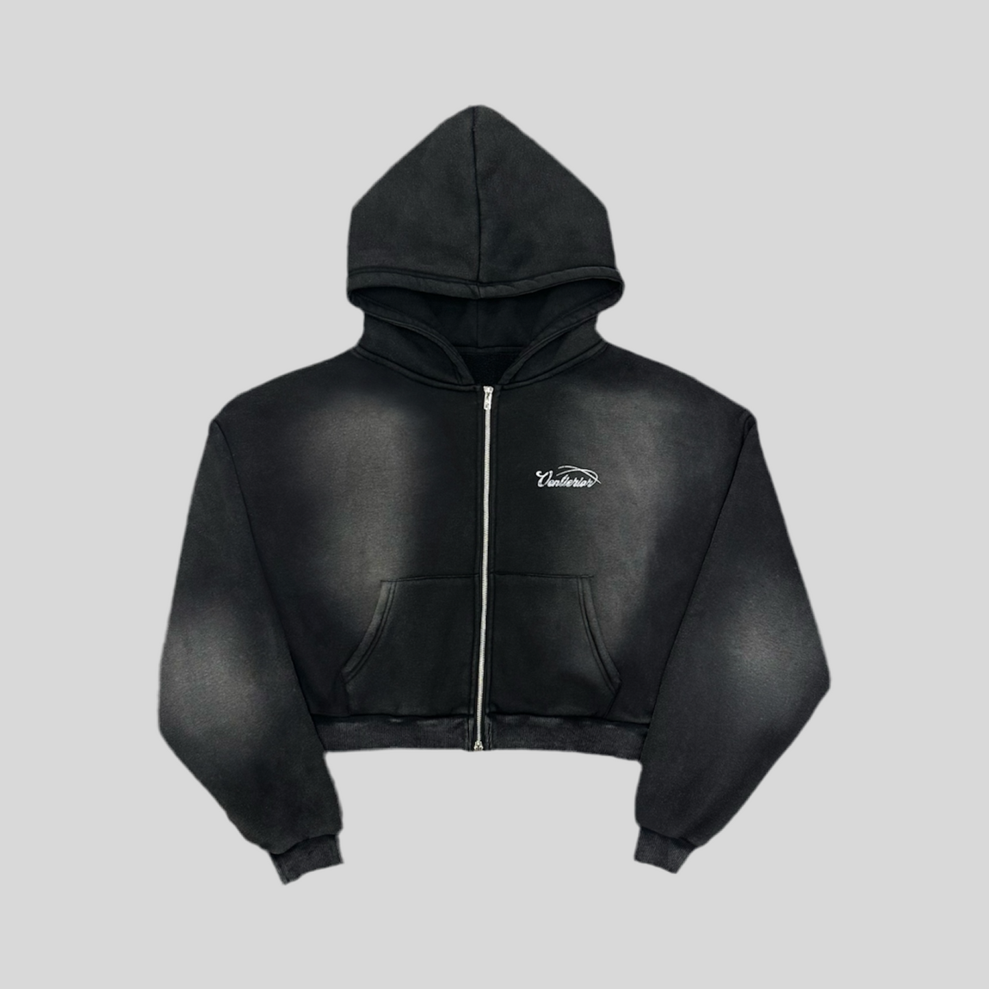 Washed Boxy Zip-Up Hoodie